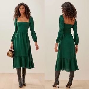 NWT Reformation Mica Dress in Emerald Green Size 22